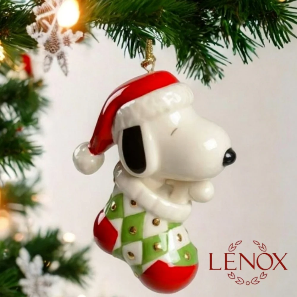 NIB Lenox Snoopy and Woodstock Ornament in Stocking 6237853